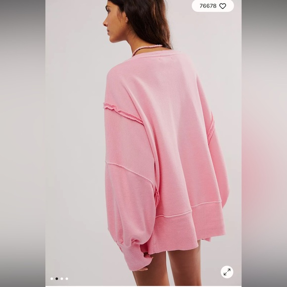 NWOT free people We The Free Camden Sweatshirt in Pink Sky. XS - Picture 2 of 8